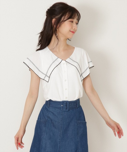 WILLSELECTION(ウィルセレクション)の「デシンBIGカラーブラウス(シャツ/ブラウス・レディース・オフホワイト/ブラック・MEDIUM)」の4枚目の写真