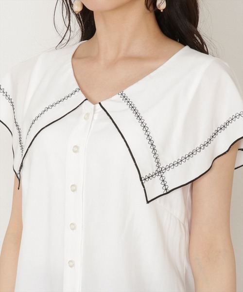 WILLSELECTION(ウィルセレクション)の「デシンBIGカラーブラウス(シャツ/ブラウス・レディース・オフホワイト/ブラック・MEDIUM)」の9枚目の写真