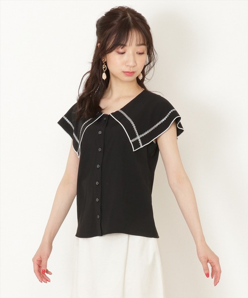 WILLSELECTION(ウィルセレクション)の「デシンBIGカラーブラウス(シャツ/ブラウス・レディース・オフホワイト/ブラック・MEDIUM)」の11枚目の写真