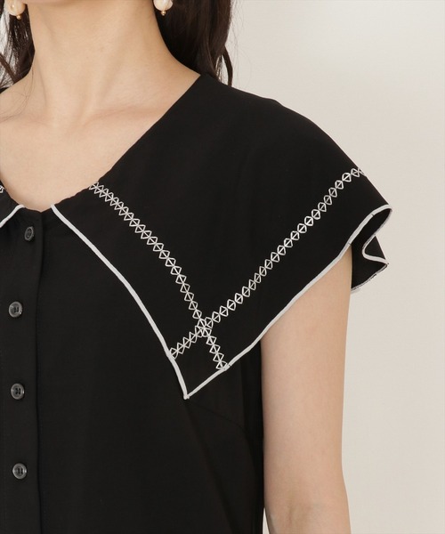 WILLSELECTION(ウィルセレクション)の「デシンBIGカラーブラウス(シャツ/ブラウス・レディース・オフホワイト/ブラック・MEDIUM)」の16枚目の写真