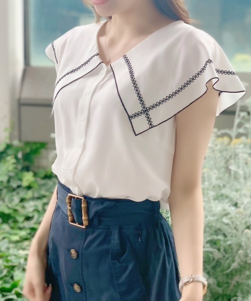 WILLSELECTION(ウィルセレクション)の「デシンBIGカラーブラウス(シャツ/ブラウス・レディース・オフホワイト/ブラック・MEDIUM)」の18枚目の写真