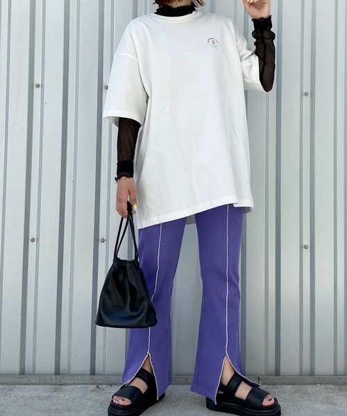 PBLIM（ページボーイリム）の「【PAGEBOYLIM】パイピングリブフレアパンツ（その他パンツ・レディース・ブラック/パープル・MEDIUM）」の7枚目の写真