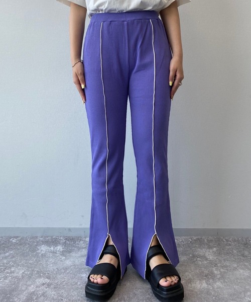 PBLIM（ページボーイリム）の「【PAGEBOYLIM】パイピングリブフレアパンツ（その他パンツ・レディース・ブラック/パープル・MEDIUM）」の8枚目の写真