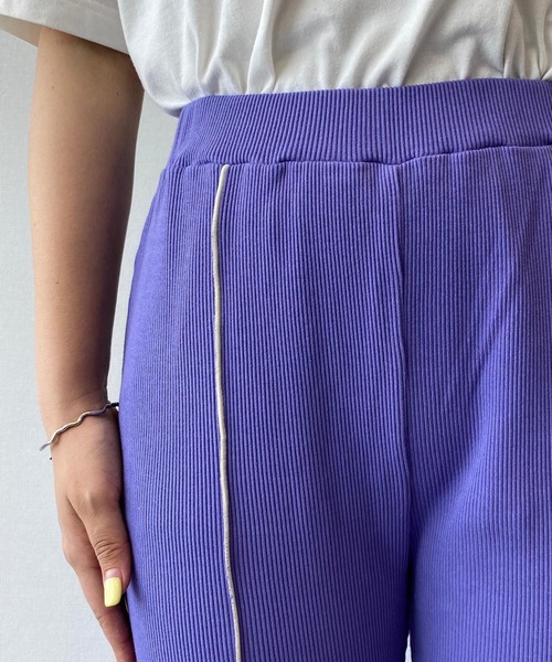 PBLIM（ページボーイリム）の「【PAGEBOYLIM】パイピングリブフレアパンツ（その他パンツ・レディース・ブラック/パープル・MEDIUM）」の6枚目の写真