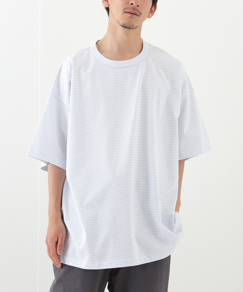 WISM(ウィズム)の「【WEWILL / ウィーウィル】WISM 別注 2.5XL BORDER TEE(Tシャツ/カットソー・メンズ・ホワイト/ブラック/ブルー/ピンク・MEDIUM/LARGE)」の3枚目の写真