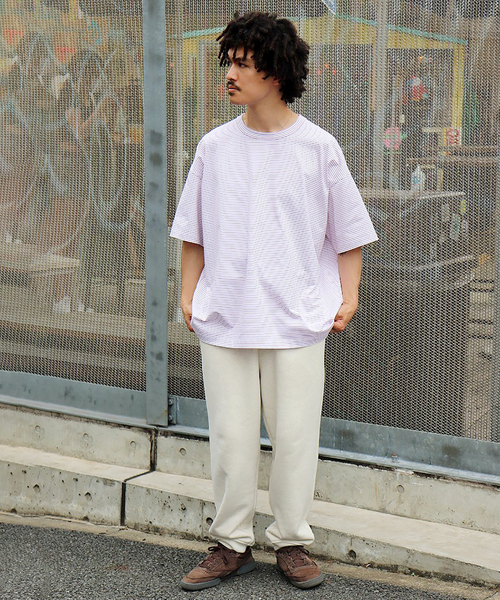 WISM(ウィズム)の「【WEWILL / ウィーウィル】WISM 別注 2.5XL BORDER TEE(Tシャツ/カットソー・メンズ・ホワイト/ブラック/ブルー/ピンク・MEDIUM/LARGE)」の19枚目の写真