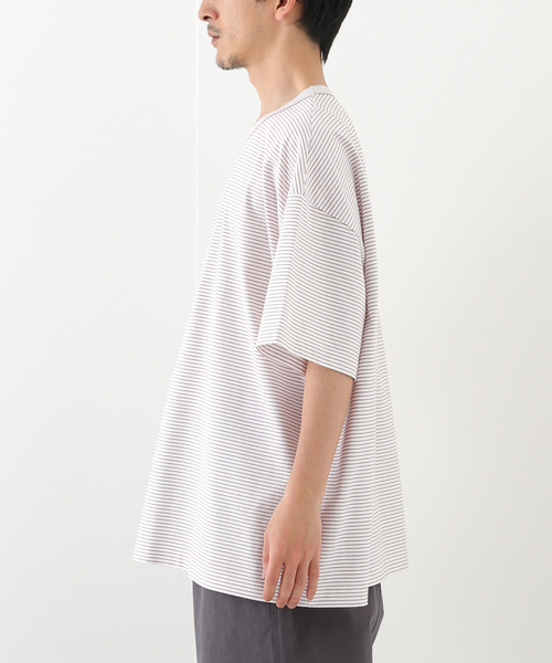 WISM(ウィズム)の「【WEWILL / ウィーウィル】WISM 別注 2.5XL BORDER TEE(Tシャツ/カットソー・メンズ・ホワイト/ブラック/ブルー/ピンク・MEDIUM/LARGE)」の5枚目の写真