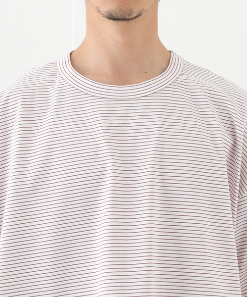 WISM(ウィズム)の「【WEWILL / ウィーウィル】WISM 別注 2.5XL BORDER TEE(Tシャツ/カットソー・メンズ・ホワイト/ブラック/ブルー/ピンク・MEDIUM/LARGE)」の7枚目の写真