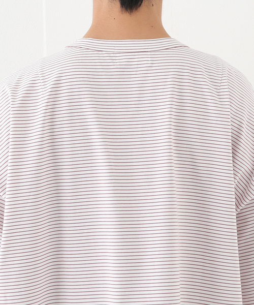 WISM(ウィズム)の「【WEWILL / ウィーウィル】WISM 別注 2.5XL BORDER TEE(Tシャツ/カットソー・メンズ・ホワイト/ブラック/ブルー/ピンク・MEDIUM/LARGE)」の8枚目の写真