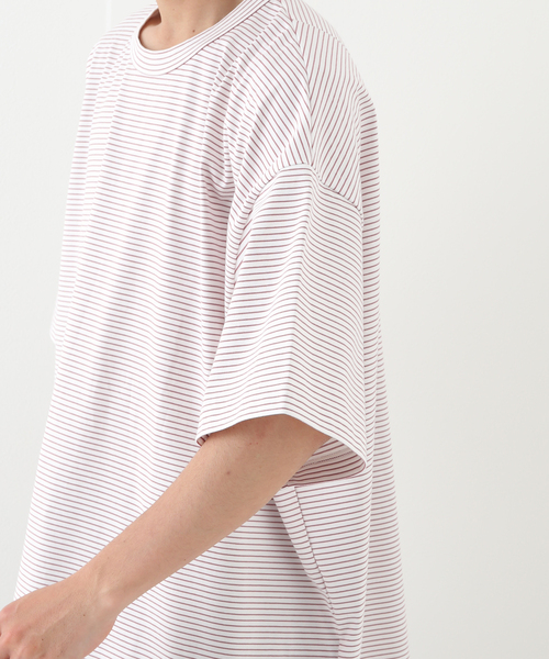 WISM(ウィズム)の「【WEWILL / ウィーウィル】WISM 別注 2.5XL BORDER TEE(Tシャツ/カットソー・メンズ・ホワイト/ブラック/ブルー/ピンク・MEDIUM/LARGE)」の10枚目の写真