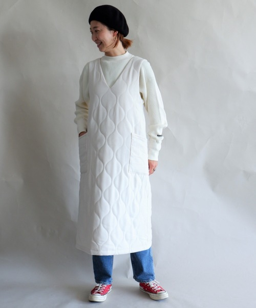 MANASTASH(マナスタッシュ)の「MANASTASH/マナスタッシュ W's PADDING DRESS ウィメンズ パディングドレス ワンピース(ジャンパースカート・レディース・ナチュラル/チャコールグレー・MEDIUM)」の7枚目の写真