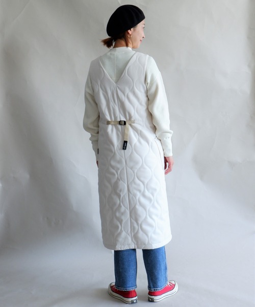 MANASTASH(マナスタッシュ)の「MANASTASH/マナスタッシュ W's PADDING DRESS ウィメンズ パディングドレス ワンピース(ジャンパースカート・レディース・ナチュラル/チャコールグレー・MEDIUM)」の6枚目の写真