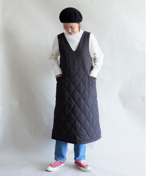 MANASTASH(マナスタッシュ)の「MANASTASH/マナスタッシュ W's PADDING DRESS ウィメンズ パディングドレス ワンピース(ジャンパースカート・レディース・ナチュラル/チャコールグレー・MEDIUM)」の13枚目の写真