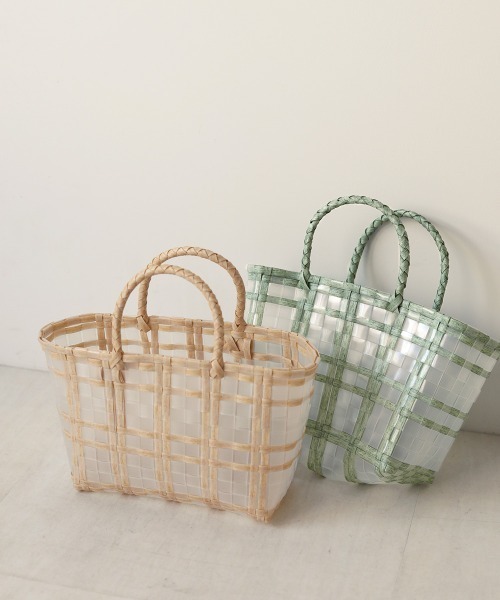 Bab（バブ）の「【WEB限定】ナチュラルクリア編みミニバッグ（かごバッグ・レディース・ベージュ/ミント・ONESIZE）」の9枚目の写真