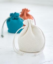 coen | コットンハンドニット巾着(ショルダーバッグ)