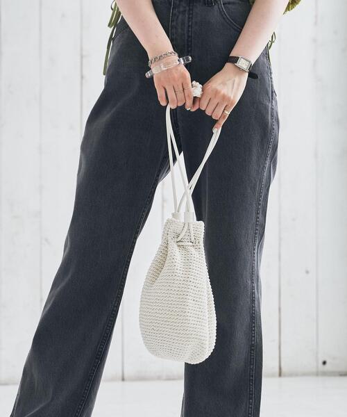 coen(コーエン)の「コットンハンドニット巾着(ショルダーバッグ・レディース・ホワイト/ターコイズブルー/オレンジ・FREE)」の5枚目の写真