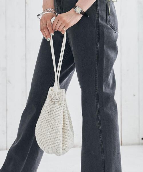 coen(コーエン)の「コットンハンドニット巾着(ショルダーバッグ・レディース・ホワイト/ターコイズブルー/オレンジ・FREE)」の6枚目の写真