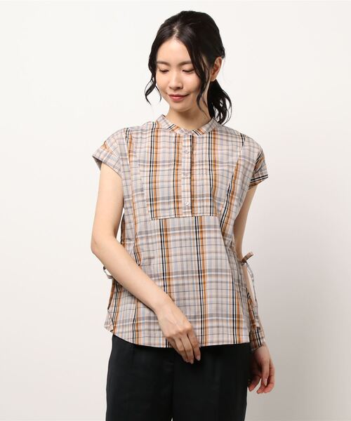 Te chichi（テチチ）の「ブロードチェック脇リボンブラウス（シャツ/ブラウス・レディース・ブルー/オフホワイト/ネイビー・ﾌﾘ-）」の6枚目の写真