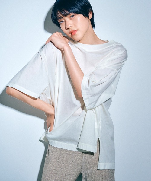 Audition（オーディション）の「M1729 ワイドシルエットBIG-Tシャツ（Tシャツ/カットソー・レディース・ホワイト/イエロー/ブラック・MEDIUM）」の11枚目の写真