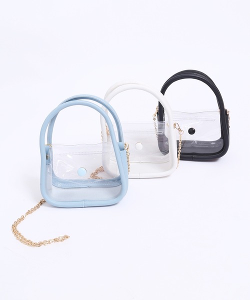 WC（ダブル シー）の「パイピングクリアバッグ（ショルダーバッグ・レディース・サックスブルー/ホワイト/ブラック・FREE）」の5枚目の写真