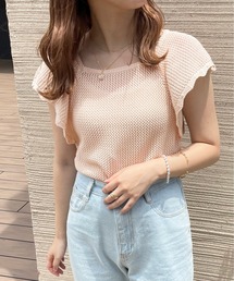 【apres jour clair】肩フリルニットトップス【ZOZOTOWN限定アイテム】