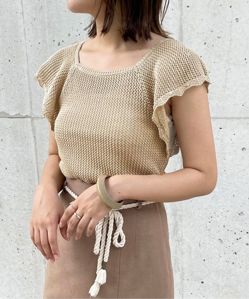apres jour clair(アプレジュールクレア)の「【apres jour clair】肩フリルニットトップス【ZOZOTOWN限定アイテム】(ニット/セーター・レディース・ベージュ/オフホワイト/ピンクベージュ・X-LARGE/フリー)」の15枚目の写真