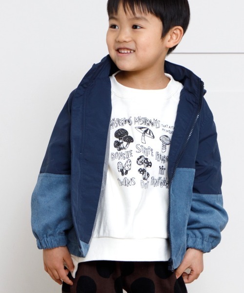 MAKE YOUR DAY（メイクユアデイ）の「バイカラーフーディー■80～140cm（ナイロンジャケット・キッズ・ブラック/ネイビー/カーキ/ベージュ・90/100/110/120/80/130/140）」の4枚目の写真