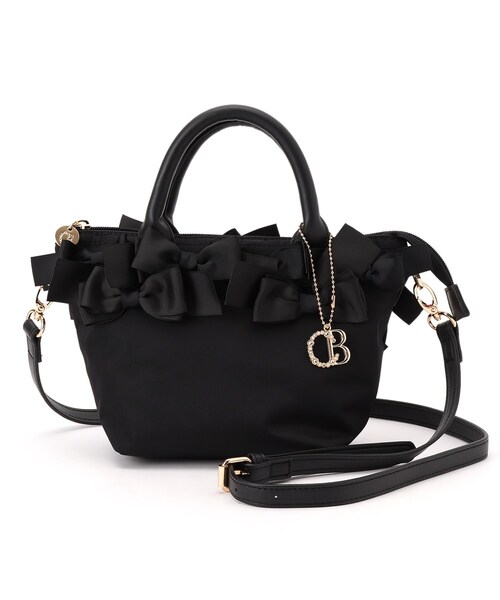 couture brooch（クチュールブローチ）の「【メニーリボンシリーズ】メニーリボン ミニナイロントート（トートバッグ・レディース・ブラック/ベージュ系その他/ベビーピンク・00）」の2枚目の写真