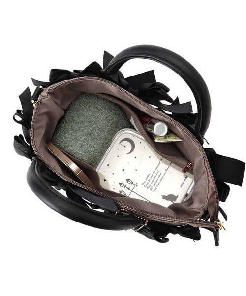 couture brooch（クチュールブローチ）の「【メニーリボンシリーズ】メニーリボン ミニナイロントート（トートバッグ・レディース・ブラック/ベージュ系その他/ベビーピンク・00）」の8枚目の写真