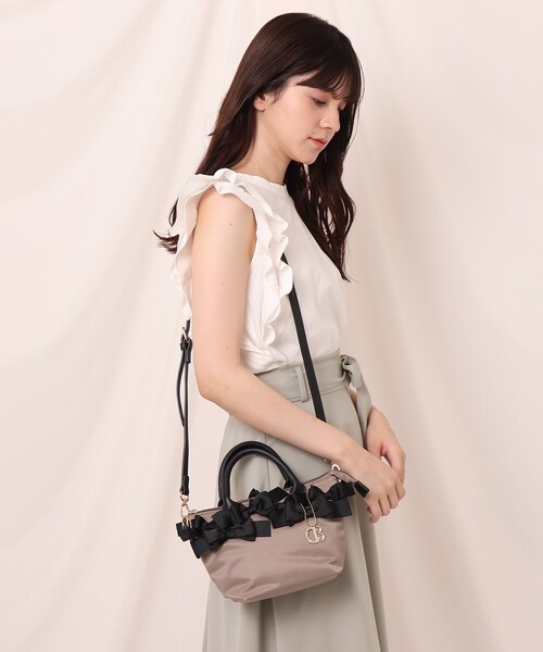 couture brooch（クチュールブローチ）の「【メニーリボンシリーズ】メニーリボン ミニナイロントート（トートバッグ・レディース・ブラック/ベージュ系その他/ベビーピンク・00）」の10枚目の写真