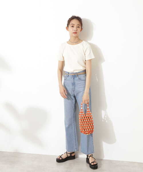 N.（N. Natural Beauty Basic）（エヌエヌナチュラルビューティーベーシック）の「三角テレコインナー（Tシャツ/カットソー・レディース・ホワイト/ブラック/ベージュ・MEDIUM）」の10枚目の写真