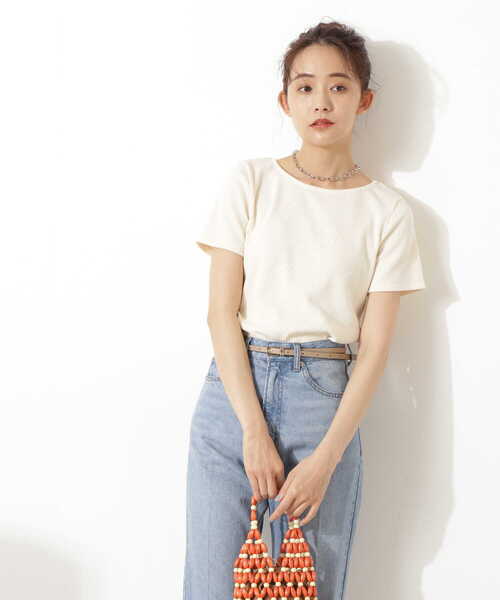 N.（N. Natural Beauty Basic）（エヌエヌナチュラルビューティーベーシック）の「三角テレコインナー（Tシャツ/カットソー・レディース・ホワイト/ブラック/ベージュ・MEDIUM）」の12枚目の写真