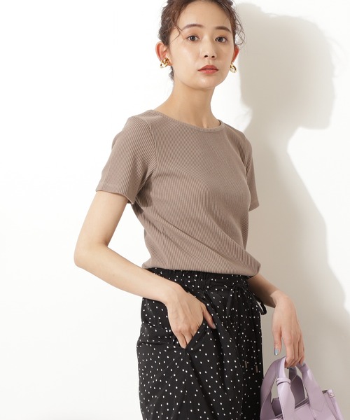 N.（N. Natural Beauty Basic）（エヌエヌナチュラルビューティーベーシック）の「三角テレコインナー（Tシャツ/カットソー・レディース・ホワイト/ブラック/ベージュ・MEDIUM）」の3枚目の写真