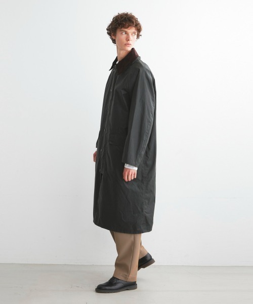 Barbour（バブアー）の「OVERSIZED WAX BURGHLEY（ステンカラーコート・メンズ・グレー/セージグリーン/ブラック・40/38/34/36）」の3枚目の写真