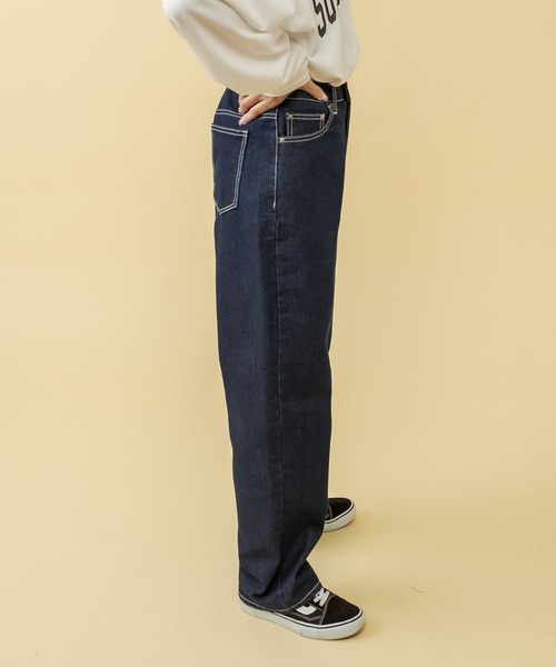 RASVOA(ラスボア)の「OneWashハイウエストストレート配色ステッチデニム(デニムパンツ・レディース・ブラック/ネイビー・S/M)」の12枚目の写真