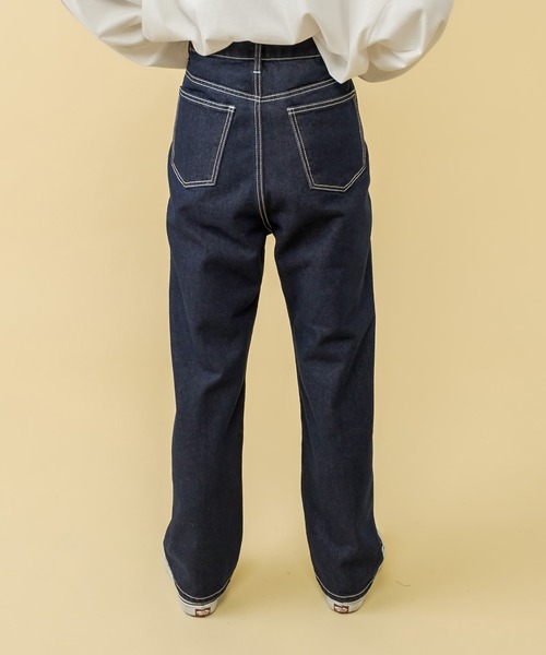 RASVOA(ラスボア)の「OneWashハイウエストストレート配色ステッチデニム(デニムパンツ・レディース・ブラック/ネイビー・S/M)」の13枚目の写真