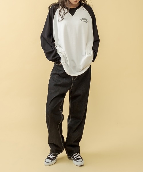 RASVOA(ラスボア)の「OneWashハイウエストストレート配色ステッチデニム(デニムパンツ・レディース・ブラック/ネイビー・S/M)」の10枚目の写真