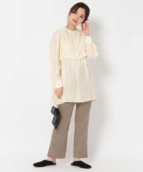 mysty woman（ミスティウーマン）の「レイヤードチュニックシャツ 229077（シャツ/ブラウス・レディース・オフホワイト/チャコール/イエロー系・FREE）」の10枚目の写真