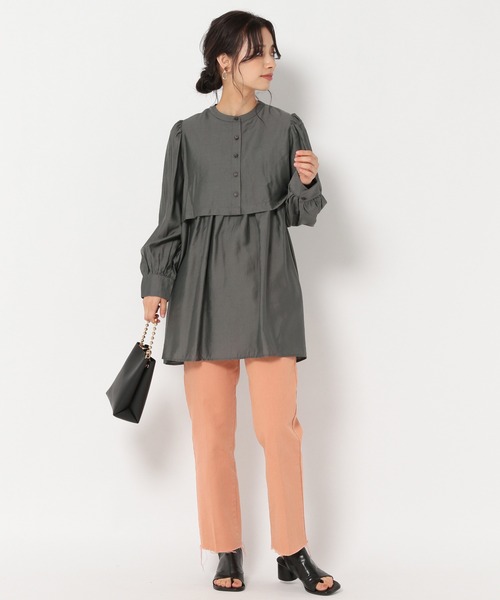 mysty woman（ミスティウーマン）の「レイヤードチュニックシャツ 229077（シャツ/ブラウス・レディース・オフホワイト/チャコール/イエロー系・FREE）」の13枚目の写真