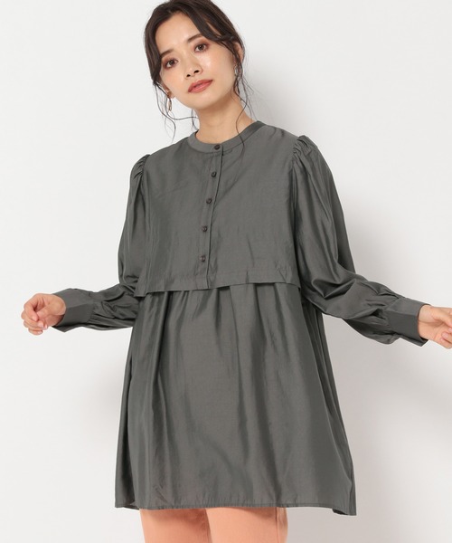 mysty woman（ミスティウーマン）の「レイヤードチュニックシャツ 229077（シャツ/ブラウス・レディース・オフホワイト/チャコール/イエロー系・FREE）」の19枚目の写真