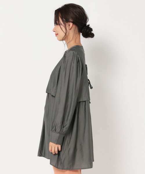 mysty woman（ミスティウーマン）の「レイヤードチュニックシャツ 229077（シャツ/ブラウス・レディース・オフホワイト/チャコール/イエロー系・FREE）」の8枚目の写真