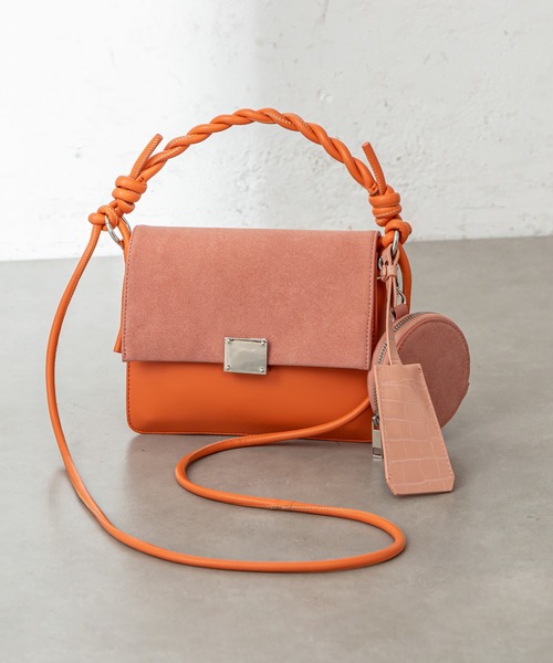 mystic（ミスティック）の「フェイクスエードドッキングハンドBAG（ショルダーバッグ・レディース・ブラック/オレンジ・ONE SIZE）」の5枚目の写真