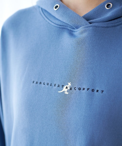 KANGOL EXTRA COMFORT(カンゴールエクストラコンフォート)の「【KANGOL EXTRA COMFORT(カンゴール エクストラコンフォート)】ロゴプリント サイドスリット オーバーサイズパーカー(パーカー・レディース・ブラック/チャコールグレー/ブルーグレー/オフホワイト・LL/L/M)」の14枚目の写真