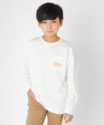 GLAZOS | タフ天竺・ドロップショルダーポケットプリント長袖Ｔシャツ(Tシャツ/カットソー)