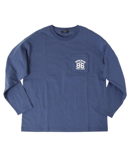 GLAZOS（グラソス）の「タフ天竺・ドロップショルダーポケットプリント長袖Ｔシャツ（Tシャツ/カットソー・キッズ・ホワイト/ブラック/グレー/ブルー・130cm/140cm/150cm/160cm/170cm）」の4枚目の写真