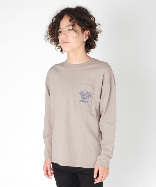 GLAZOS（グラソス）の「タフ天竺・ドロップショルダーポケットプリント長袖Ｔシャツ（Tシャツ/カットソー・キッズ・ホワイト/ブラック/グレー/ブルー・130cm/140cm/150cm/160cm/170cm）」の20枚目の写真