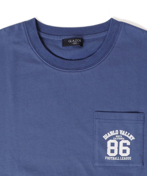 GLAZOS（グラソス）の「タフ天竺・ドロップショルダーポケットプリント長袖Ｔシャツ（Tシャツ/カットソー・キッズ・ホワイト/ブラック/グレー/ブルー・130cm/140cm/150cm/160cm/170cm）」の5枚目の写真