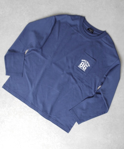 GLAZOS（グラソス）の「タフ天竺・ドロップショルダーポケットプリント長袖Ｔシャツ（Tシャツ/カットソー・キッズ・ホワイト/ブラック/グレー/ブルー・130cm/140cm/150cm/160cm/170cm）」の16枚目の写真