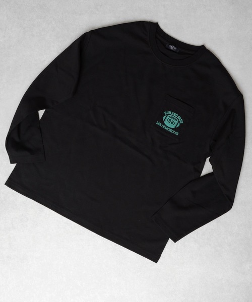 GLAZOS（グラソス）の「タフ天竺・ドロップショルダーポケットプリント長袖Ｔシャツ（Tシャツ/カットソー・キッズ・ホワイト/ブラック/グレー/ブルー・130cm/140cm/150cm/160cm/170cm）」の11枚目の写真