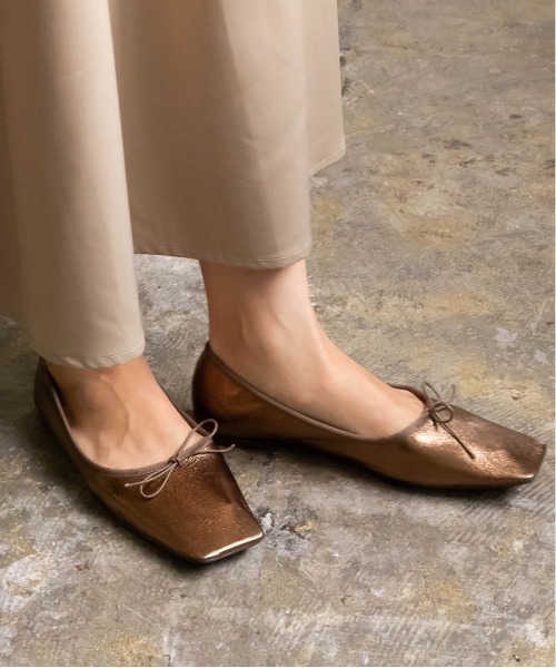 RANDA（ランダ）の「ストレスフリー/ソフト ワイドスクエアトゥバレエシューズ（バレエシューズ・レディース・アイボリー/ブラック/ブロンズ/ベージュ・22.5/23/23.5/24/24.5/25/25.5/22）」の12枚目の写真